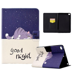 For iPad mini 5 / 4 / 3 / 2 / 1 Electric Pressed TPU Smart Leather Tablet Case(Lazy Cat)