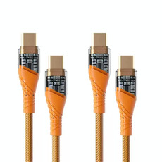 2pcs 65W USB-C / Type-C to Type-C Transparent Fast Charging Data Cable, Length: 1m(Orange)