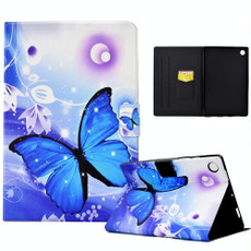 For Samsung Galaxy Tab A8 10.5 2021 / A8 2022 Electric Pressed TPU Smart Leather Tablet Case(Blue Butterfly)