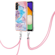 For Samsung Galaxy A14 5G Electroplating IMD TPU Phone Case with Lanyard(Blue Marble) For Samsung Galaxy A14 5G Electroplating IMD TPU Phone Case with Lanyard(Blue Marble)
