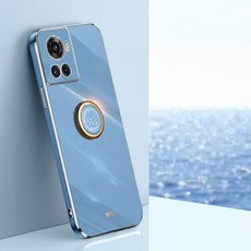 For OnePlus Ace XINLI Straight Edge 6D Electroplate TPU Phone Case with Ring Holder(Celestial Blue)