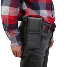 For 4.7-5.3 inch Universal Nylon Cloth Mobile Phone Waist Bag with Card Slot(Black)