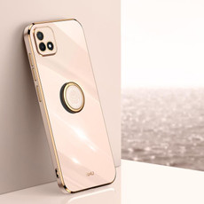 For Realme C20 XINLI Straight Edge 6D Electroplate TPU Phone Case with Ring Holder(Pink) For Realme C20 XINLI Straight Edge 6D Electroplate TPU Phone Case with Ring Holder(Pink)