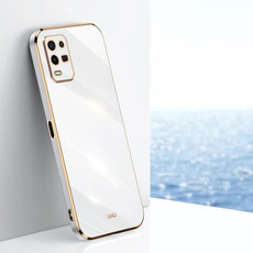 For OPPO K9x XINLI Straight 6D Plating Gold Edge TPU Phone Case(White) For OPPO K9x XINLI Straight 6D Plating Gold Edge TPU Phone Case(White)