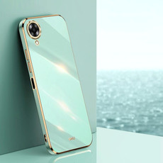 For OPPO A17k XINLI Straight 6D Plating Gold Edge TPU Phone Case(Mint Green)