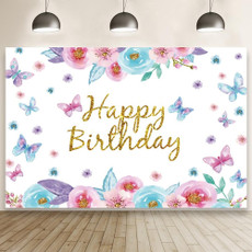 1.5m X 1m Butterfly Pattern Photography Backdrop Birthday Party Decoration Background Cloth(MDT08919)