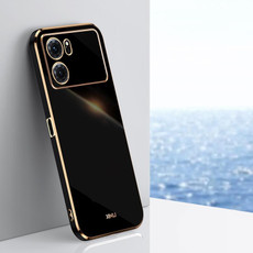 For OPPO K10 XINLI Straight 6D Plating Gold Edge TPU Phone Case(Black)