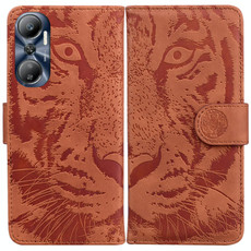 For Infinix Hot 20 Tiger Embossing Pattern Leather Phone Case(Brown)