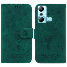 For Infinix Hot 20i Butterfly Rose Embossed Leather Phone Case(Green) For Infinix Hot 20i Butterfly Rose Embossed Leather Phone Case(Green)