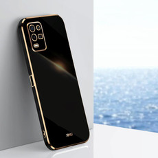 For OPPO K9x XINLI Straight 6D Plating Gold Edge TPU Phone Case(Black)