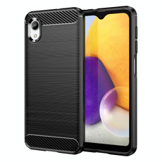 For Samsung Galaxy A23e Brushed Texture Carbon Fiber TPU Phone Case(Black)