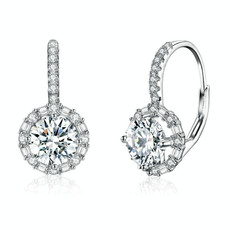 MSE002 S925 Sterling Silver Moissanite Zirconia Elegant Earrings White Gold Plated MSE002 S925 Sterling Silver Moissanite Zirconia Elegant Earrings White Gold Plated