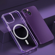 For iPhone 13 TPU Four-corner Airbag Shockproof Magsafe Phone Case(Purple)