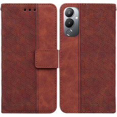 For Tecno Pova 4 Geometric Embossed Leather Phone Case(Brown) For Tecno Pova 4 Geometric Embossed Leather Phone Case(Brown)