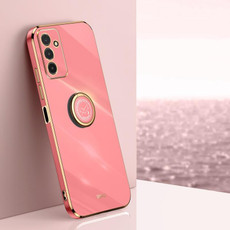 For Samsung Galaxy F13 4G XINLI Straight Edge 6D Electroplate TPU Phone Case with Ring Holder(Hawthorn Red)