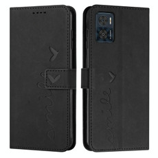 For Motorola Moto E22 / E22i Skin Feel Heart Pattern Leather Phone Case(Black)