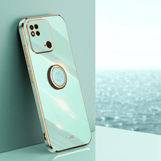 For Xiaomi Redmi 10C XINLI Straight Edge 6D Electroplate TPU Phone Case with Ring Holder(Mint Green)