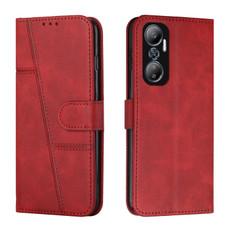 For Infinix Hot 20 4G Stitching Calf Texture Buckle Leather Phone Case(Red)