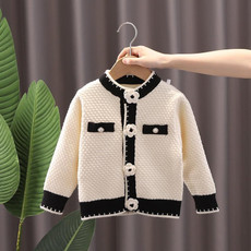 Girls Cardigan Autumn Winter Knitted Sweater Camellia Jacket, Size:  73cm(Beige) Girls Cardigan Autumn Winter Knitted Sweater Camellia Jacket, Size:  73cm(Beige)