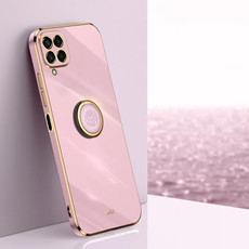 For Samsung Galaxy M53 5G XINLI Straight Edge 6D Electroplate TPU Phone Case with Ring Holder(Cherry Purple)