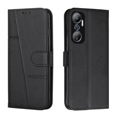 For Infinix Hot 20 4G Stitching Calf Texture Buckle Leather Phone Case(Black)