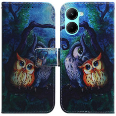 For Realme C33 Coloured Drawing Flip Leather Phone Case(Oil Painting Owl)