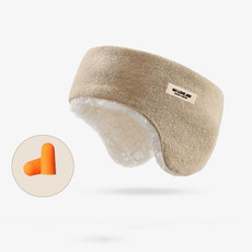 Golovejoy Winter Warm Soundproof Earmuffs + Earplugs Set Sleep Eye Mask(Beige)