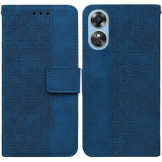 For OPPO A17 Geometric Embossed Flip Leather Phone Case(Blue)