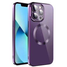 For iPhone 12 Electroplating MagSafe TPU Phone Case with Lens Film(Deep Purple)