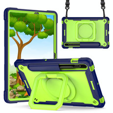 For Samsung Galaxy Tab S7 / S8 Silicone + PC Bracelet Holder Tablet Case(Navy Blue + Yellow Green) For Samsung Galaxy Tab S7 / S8 Silicone + PC Bracelet Holder Tablet Case(Navy Blue + Yellow Green)