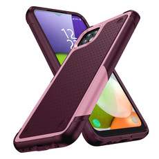 For Samsung Galaxy A22 5G PC + TPU Shockproof Protective Phone Case(Pink+Dark Red) For Samsung Galaxy A22 5G PC + TPU Shockproof Protective Phone Case(Pink+Dark Red)