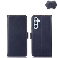 For Samsung Galaxy A54 5G Crazy Horse Top Layer Cowhide Leather Phone Case(Blue)