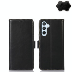 For Samsung Galaxy A54 5G Crazy Horse Top Layer Cowhide Leather Phone Case(Black)