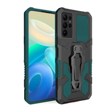 For Samsung Galaxy S23 Ultra 5G Armor Warrior Shockproof PC + TPU Phone Case(Army Green)