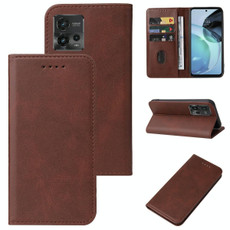 For Motorola Moto G72 Magnetic Closure Leather Phone Case(Brown)