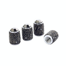 Car Tyre Aluminium Full Diamond Valve Cap With Seal(Shiny Black)