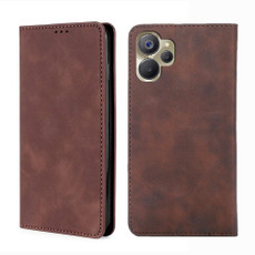 For Realme 9i 5G Global/10 5G Skin Feel Magnetic Horizontal Flip Leather Phone Case(Dark Brown)