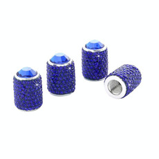 Car Tyre Aluminium Full Diamond Valve Cap With Seal(Dark Blue)