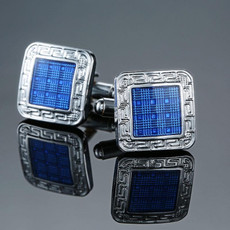 Men Shirt Cufflinks Blue Series Enamel Crystal Vintage Pattern Cufflinks, Color: 18 Men Shirt Cufflinks Blue Series Enamel Crystal Vintage Pattern Cufflinks, Color: 18