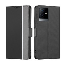 For vivo T2x 5G/Y73t/iQOO Z6x Twill Texture Side Buckle Leather Phone Case(Black)