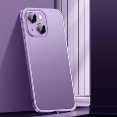 For iPhone 13 Spring Buckle Metal Frosted Phone Case(Purple)