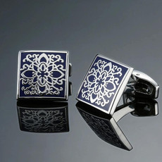 Men Shirt Cufflinks Blue Series Enamel Crystal Vintage Pattern Cufflinks, Color: 16 Men Shirt Cufflinks Blue Series Enamel Crystal Vintage Pattern Cufflinks, Color: 16