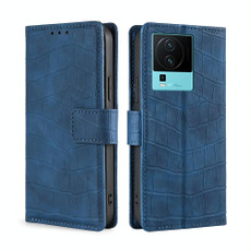 For vivo iQOO Neo7 Skin Feel Crocodile Magnetic Clasp Leather Phone Case(Blue)