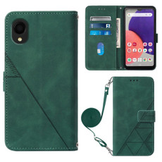 For Samsung Galaxy A22 5G JP Edition Crossbody 3D Embossed Flip Leather Phone Case(Dark Green)