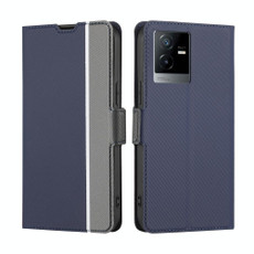 For vivo T2x 5G/Y73t/iQOO Z6x Twill Texture Side Buckle Leather Phone Case(Blue)