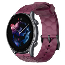 For Amazfit GTR 3 22mm Football Pattern Solid Color Silicone Watch Band(Wine Red) For Amazfit GTR 3 22mm Football Pattern Solid Color Silicone Watch Band(Wine Red)