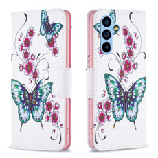 For Samsung Galaxy A54 5G Colored Drawing Pattern Leather Phone Case(Flowers Butterfly)