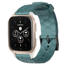 For Garmin Forerunner Sq2 Music 20mm Football Pattern Solid Color Silicone Watch Band(Rock Cyan)