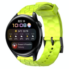 For Huawei Watch 3 22mm Football Pattern Solid Color Silicone Watch Band(Lime Green)
