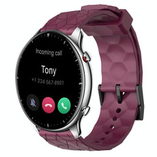 For Amazfit GTR 2 22mm Football Pattern Solid Color Silicone Watch Band(Wine Red) For Amazfit GTR 2 22mm Football Pattern Solid Color Silicone Watch Band(Wine Red)